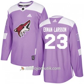 Män Ishockey Arizona Coyotes Tröja Oliver Ekman-Larsson 23 Adidas 2017-2018 Lila Fights Cancer Practice Authentic